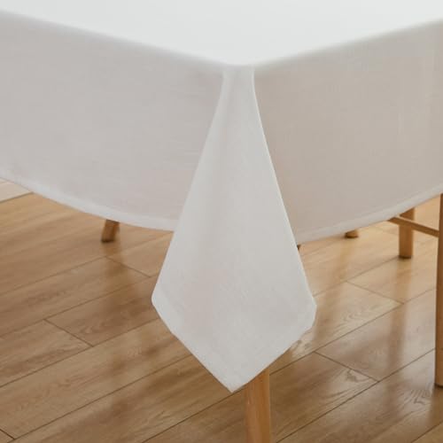 Simurq Tischdecke Abwaschbar-Wasserabweisend |Tischdecke rechteckig Leinenoptik-Lotuseffekt |Pflegeleicht & fleckenabweisend Tischdecken | Tischdecke Weiß-Tischtuch Table Cloth (Weiß, 130x220 cm) von Simurq