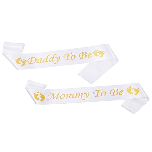 Baby Shower Schärpe,2 PCS Mummy to Be Schärpe Daddy to Be Schärpe Werdende Eltern Schultergurt Babydusche Schärpen für Schwangere Werdende Mutter Geschenk Baby Willkommensparty Dekoration von SinChic