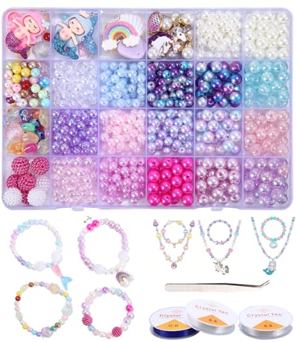 SinLaw Perlen für Auffädeln, Bunte Perlen zum Auffädeln 777 Stück, 6/8mm Multicolor lose Perlen für Handwerk mit Löchern, Einhorn Meerjungfrau und Anhänger,Kinder Armbänder Selber Machen DIY SinLaw Perlen für Auffädeln, Bunte Perlen zum Auffädeln 777 Stück, 6/8mm Multicolor lose Perlen für Handwerk mit Löchern, Einhorn Meerjungfrau und Anhänger,Kinder Armbänder Selber Machen DIY von SinLaw