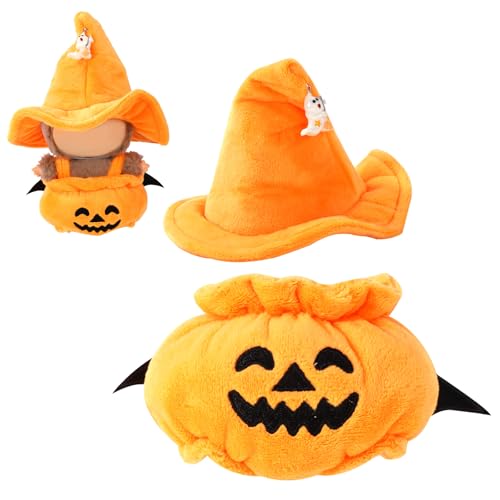2st 17cm Kleidung für Puppen, Halloween Puppen Outfits Modische Kleidung Kostüm Kürbis Overall und Hexenhut für Doll Display Zubehör Geschenke Sammler von Sinbana