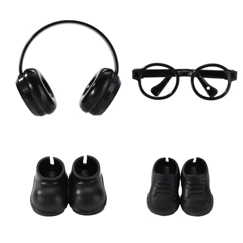 4st Puppen Zubehör Set, Cool Puppen Brille und Schuhe Kopfhörer Modisches Stylisches Kleidungszubehör für 15cm/17cm Große Dolls Sammlergeschenk von Sinbana