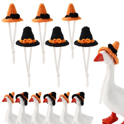 6stk Mini Strickmützen für 17,78cm Große Statuen, Süße Mini-Strickmützen mit Verstellbarem Riemen Veranda-Gans-Kopfbedeckung für Halloween-Dekoration zu Hause und im Büro von Sinbana