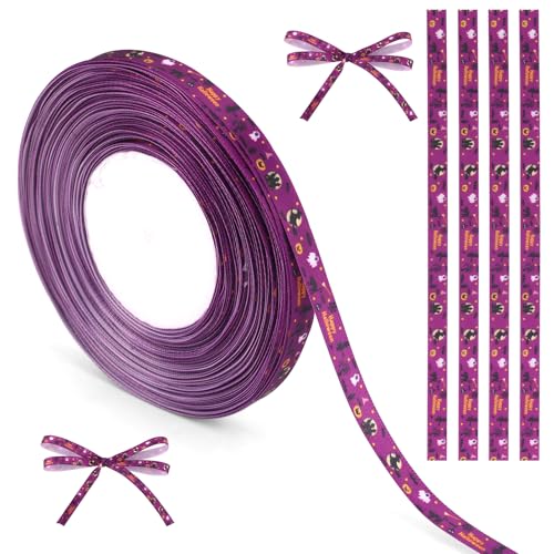 Halloween Band, Strapazierfähiges Polyesterband mit Kürbis Fledermaus und Geister-Aufdruck Lustiges Halloween-Dekorationszubehör Geeignet zum Verpacken von Geschenken Basteln Partydekor von Sinbana