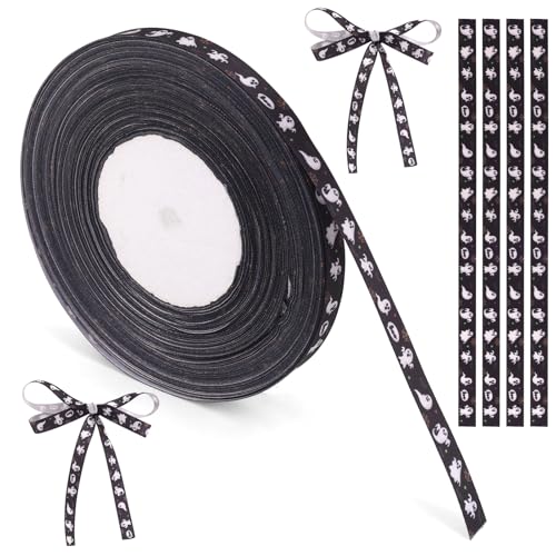 Halloween Band Rollen, 45m Halloween Bänder mit Geistern Spinnennetzen Fledermäusen und Sternen für Kunst-DIY Geschenkverpackungen und Party Dekor von Sinbana