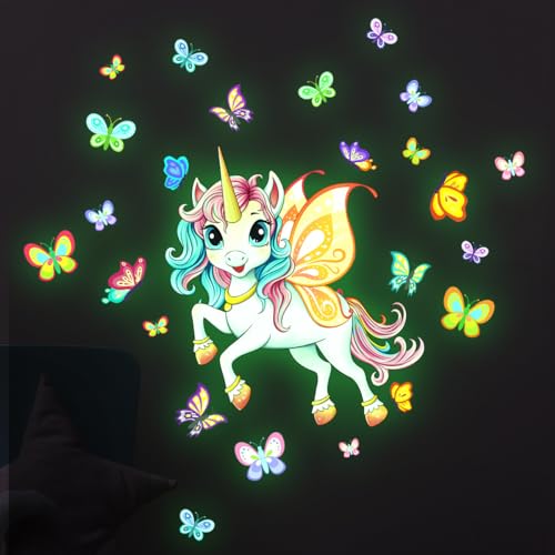 Einhorn Wandtattoo Kinderzimmer Leuchtend Schmetterling Wandaufkleber Mädchenzimmer Leuchtsticker, Leuchtaufkleber Fluoreszierend Wandsticker Babyzimmer Deko Geschenke für Mädchen Grün Einhorn Wandtattoo Kinderzimmer Leuchtend Schmetterling Wandaufkleber Mädchenzimmer Leuchtsticker, Leuchtaufkleber Fluoreszierend Wandsticker Babyzimmer Deko Geschenke für Mädchen Grün von Sinekong