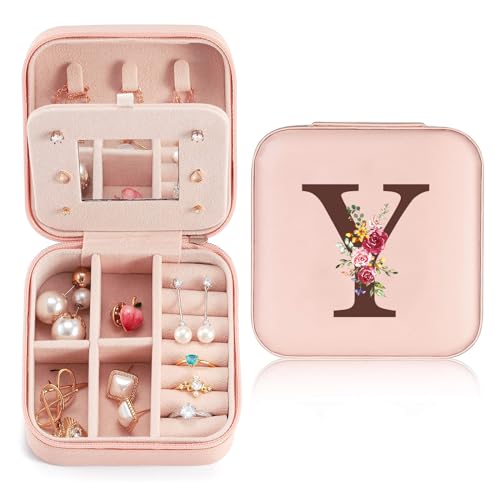 Reise Schmuckkästchen Klein mit initiale Y, Schmuckaufbewahrung für Damen PU-Leder, Mini Schmuckschatulle Schmuckkasten Mädchen Geschenk, Jewelry Organizer Reisen für Ringe, Ohrringe, Halskette Reise Schmuckkästchen Klein mit initiale Y, Schmuckaufbewahrung für Damen PU-Leder, Mini Schmuckschatulle Schmuckkasten Mädchen Geschenk, Jewelry Organizer Reisen für Ringe, Ohrringe, Halskette von Sinekong
