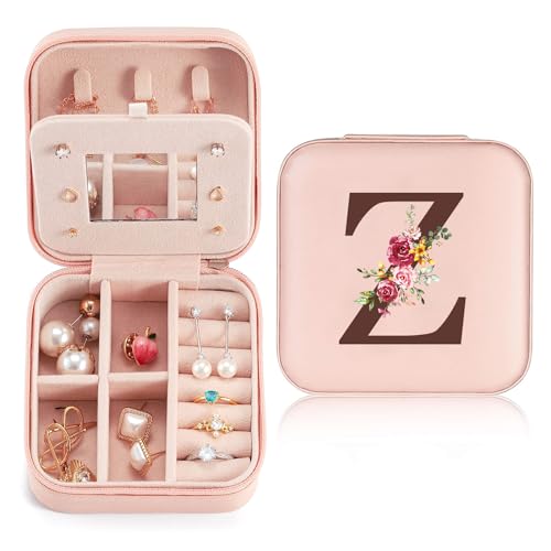 Reise Schmuckkästchen Klein mit initiale Z, Schmuckaufbewahrung für Damen PU-Leder, Mini Schmuckschatulle Schmuckkasten Mädchen Geschenk, Jewelry Organizer Reisen für Ringe, Ohrringe, Halskette Reise Schmuckkästchen Klein mit initiale Z, Schmuckaufbewahrung für Damen PU-Leder, Mini Schmuckschatulle Schmuckkasten Mädchen Geschenk, Jewelry Organizer Reisen für Ringe, Ohrringe, Halskette von Sinekong