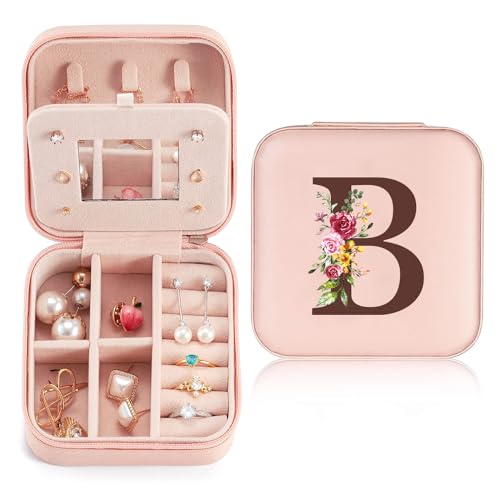 Reise Schmuckkästchen Klein mit initialen B und Blume, Schmuckaufbewahrung für Damen PU-Leder, Mini Schmuckschatulle Schmuckkasten für Damen Mädchen Geschenk für Geburtstag, Weihnachten, Muttertag Reise Schmuckkästchen Klein mit initialen B und Blume, Schmuckaufbewahrung für Damen PU-Leder, Mini Schmuckschatulle Schmuckkasten für Damen Mädchen Geschenk für Geburtstag, Weihnachten, Muttertag von Sinekong