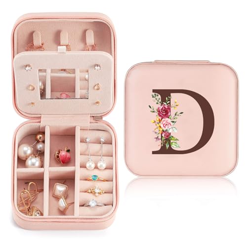 Reise Schmuckkästchen Klein mit initialen D und Blume, Schmuckaufbewahrung für Damen PU-Leder, Mini Schmuckschatulle Schmuckkasten für Damen Mädchen Geschenk für Geburtstag, Weihnachten, Muttertag Reise Schmuckkästchen Klein mit initialen D und Blume, Schmuckaufbewahrung für Damen PU-Leder, Mini Schmuckschatulle Schmuckkasten für Damen Mädchen Geschenk für Geburtstag, Weihnachten, Muttertag von Sinekong