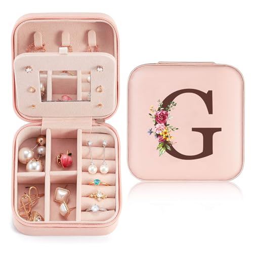 Reise Schmuckkästchen Klein mit initialen G und Blume, Schmuckaufbewahrung für Damen PU-Leder, Mini Schmuckschatulle Schmuckkasten für Damen Mädchen Geschenk für Geburtstag, Weihnachten, Muttertag Reise Schmuckkästchen Klein mit initialen G und Blume, Schmuckaufbewahrung für Damen PU-Leder, Mini Schmuckschatulle Schmuckkasten für Damen Mädchen Geschenk für Geburtstag, Weihnachten, Muttertag von Sinekong