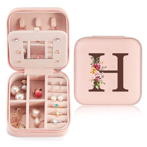 Reise Schmuckkästchen Klein mit initialen H und Blume, Schmuckaufbewahrung für Damen PU-Leder, Mini Schmuckschatulle Schmuckkasten für Damen Mädchen Geschenk für Geburtstag, Weihnachten, Muttertag Reise Schmuckkästchen Klein mit initialen H und Blume, Schmuckaufbewahrung für Damen PU-Leder, Mini Schmuckschatulle Schmuckkasten für Damen Mädchen Geschenk für Geburtstag, Weihnachten, Muttertag von Sinekong