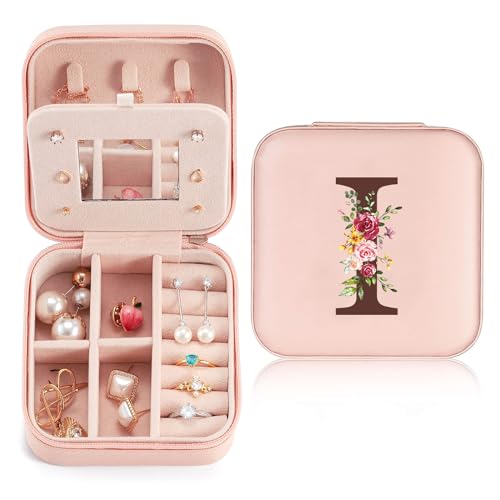 Reise Schmuckkästchen Klein mit initialen I und Blume, Schmuckaufbewahrung für Damen PU-Leder, Mini Schmuckschatulle Schmuckkasten für Damen Mädchen Geschenk für Geburtstag, Weihnachten, Muttertag Reise Schmuckkästchen Klein mit initialen I und Blume, Schmuckaufbewahrung für Damen PU-Leder, Mini Schmuckschatulle Schmuckkasten für Damen Mädchen Geschenk für Geburtstag, Weihnachten, Muttertag von Sinekong