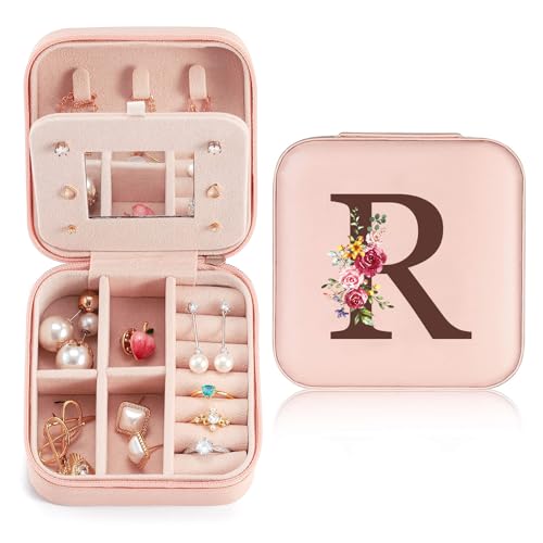 Reise Schmuckkästchen Klein mit initialen R und Blume, Schmuckaufbewahrung für Damen PU-Leder, Mini Schmuckschatulle Schmuckkasten für Damen Mädchen Geschenk für Geburtstag, Weihnachten, Muttertag Reise Schmuckkästchen Klein mit initialen R und Blume, Schmuckaufbewahrung für Damen PU-Leder, Mini Schmuckschatulle Schmuckkasten für Damen Mädchen Geschenk für Geburtstag, Weihnachten, Muttertag von Sinekong