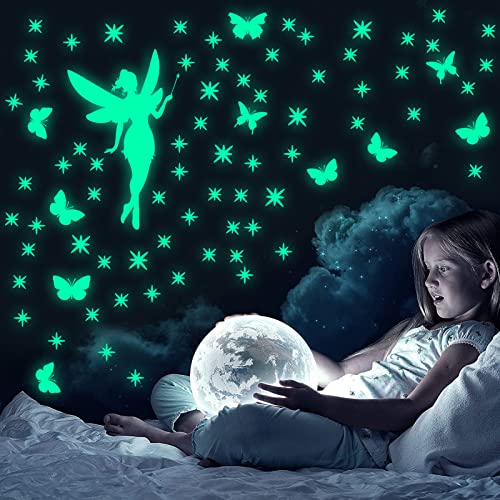 Sinekong Leuchtsterne Wandtattoo Fee Schmetterling Sternen Leuchtsticker Wandsticker Kinderzimmer Mädchen Leuchtaufkleber Selbstklebend Fluoreszierend Aufkleber Wanddeko für Mädchen Geschenke Sinekong Leuchtsterne Wandtattoo Fee Schmetterling Sternen Leuchtsticker Wandsticker Kinderzimmer Mädchen Leuchtaufkleber Selbstklebend Fluoreszierend Aufkleber Wanddeko für Mädchen Geschenke von Sinekong