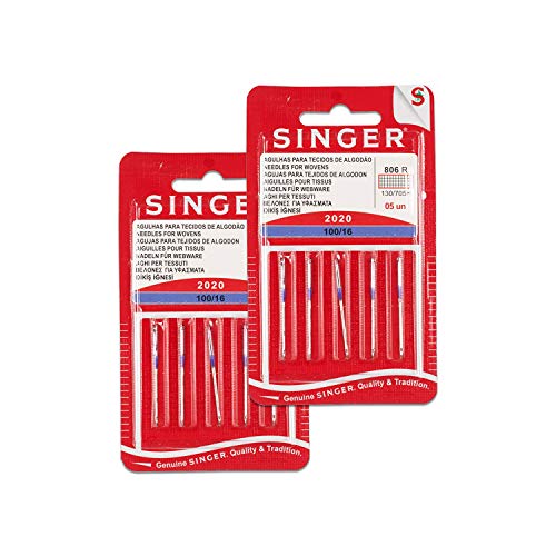 Singer Set mit 2 Packungen Nähnadeln 806R 2020 100/16 Baumwolle für Nähmaschinen 130/705 H (Set mit 10 Stück) von Singer Company