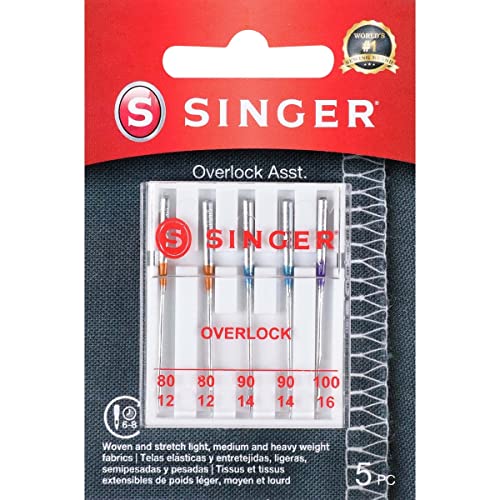 SINGER 04803 Overlock-Nadeln mit normaler Spitze, 5 Stück von Singer