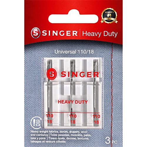 SINGER Heavy Duty Nähmaschinennadeln, Größe 110/18, 3er-Packung von Singer