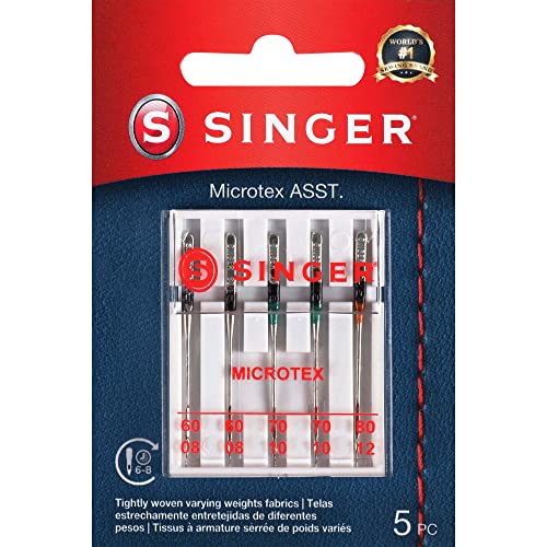 SINGER Verschiedene Universal-Microtex-Modelle Nähmaschinennadeln, Größen: 60/8, 70/10, 80/11, Sizes, 5 von Singer