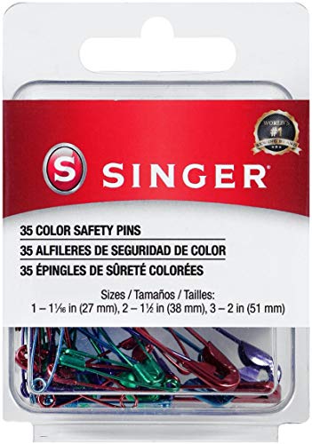 Singer 00294 metallisch beschichtete Sicherheitsnadeln, Farben können variieren und Größen, 35 Stück von Singer