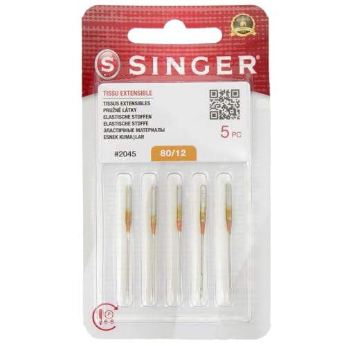 Singer 5 Nähmaschinennadeln 130/705H Stärke 80 2045 für elastische Stoffe z.B. Jersey von Singer