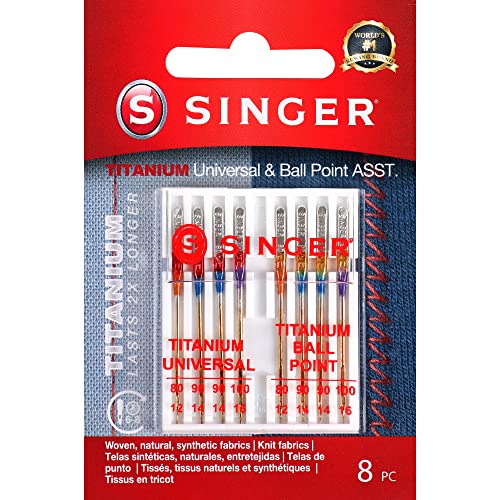 Singer Notions Titanium Universelle Standardnadeln und Kugelspitznadeln, für Nähmaschinen, 8 Stück Singer Notions Titanium Universelle Standardnadeln und Kugelspitznadeln, für Nähmaschinen, 8 Stück von Singer