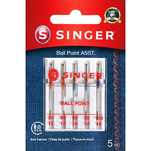 Singer Sewing Machine Needles Maschinennadeln, Sonstige, Größe 11/80 (2), 14/90 (2) & 16/100 (1), 80/11, 90/14, 100/16, 5 von Singer