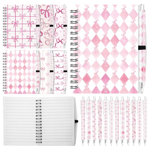 Sinload 12 Pcs Pink Coquette Bow Tie Spiral Notebook with Ballpoint Pen Aesthetic Preppy Girly Stuff A6 Journal 6 Style Pen Back to School Office Supplies Gift for Daughter Student Teacher, Classic Sinload 12 Pcs Pink Coquette Bow Tie Spiral Notebook with Ballpoint Pen Aesthetic Preppy Girly Stuff A6 Journal 6 Style Pen Back to School Office Supplies Gift for Daughter Student Teacher, Classic von Sinload