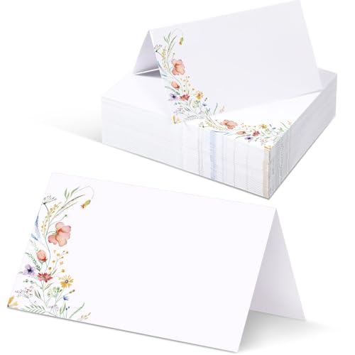 Sinload 120 Stück Aquarell-Wildblumen-Platzkarten, Zeltsitz, Blumenplatz, blanko, Tisch-Namenskarten, Schilder, faltbar, für Party, Brautparty, Abendessen Sinload 120 Stück Aquarell-Wildblumen-Platzkarten, Zeltsitz, Blumenplatz, blanko, Tisch-Namenskarten, Schilder, faltbar, für Party, Brautparty, Abendessen von Sinload