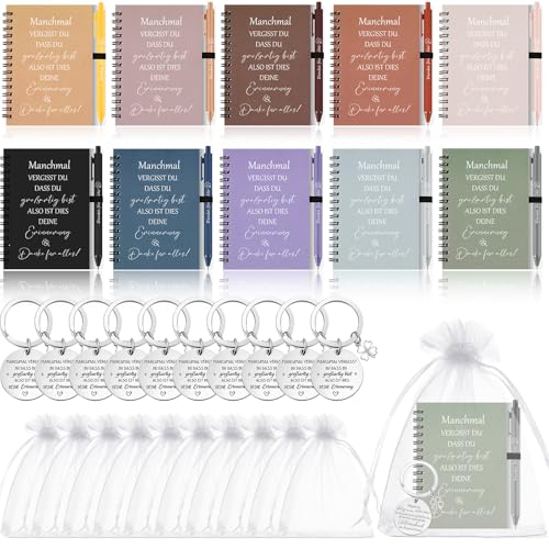 Sinmoe 10 Sets Dankeschön Geschenk für Kollegen Abschiedsgeschenk für Kollegen Motivierendes Spirale Notizblock, Danke für Alles Kugelschreiber, Schlüsselanhänger für Jobwechsel von Sinmoe