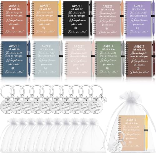 Sinmoe 10 Sets Dankeschön Geschenk für Kollegen Abschiedsgeschenk für Kollegen Motivierendes Spirale Notizblock, Danke für Alles Kugelschreiber, Schlüsselanhänger für Jobwechsel von Sinmoe