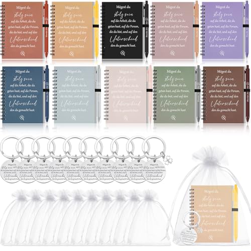 Sinmoe 10 Sets Dankeschön Geschenk für Kollegen Abschiedsgeschenk für Kollegen Motivierendes Spirale Notizblock, Danke für Alles Kugelschreiber, Schlüsselanhänger für Jobwechsel von Sinmoe