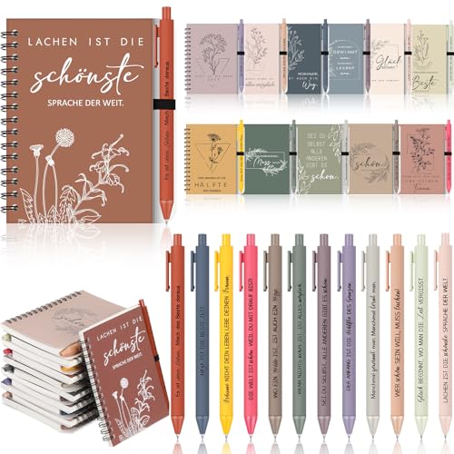 Sinmoe 12 Set Dankeschön Geschenke für Kollegen Mitarbeiter Geschenke Team Geschenk Spirale Linierter Notizblock Druckkugelschreiber motivierende Geschenk Abschiedsgeschenk von Sinmoe