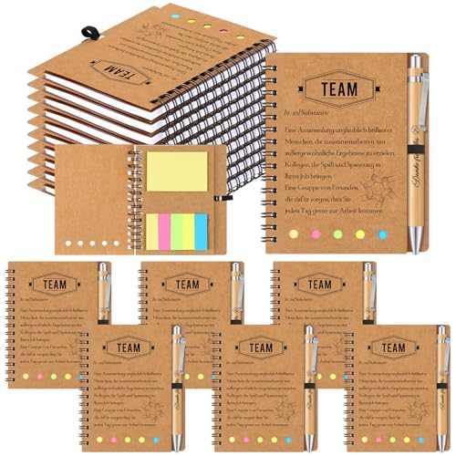 Sinmoe 24 Geschenkset für Kollegen 12 Spiralnotizblock Teammitarbeiter 12 Gravurstift Holz Notizbuch mit Haftnotizen Kugelschreiber Inspirierende Dankeschöngeschenke für Kollege von Sinmoe