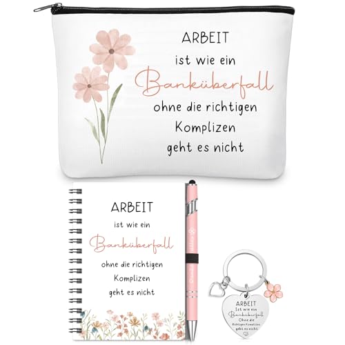 Sinmoe 4 Stück Danke Geschenk für Kollegin Mitarbeiter inklusive 1 Kosmetiktasche 1 Notizbuch 1 Kugelschreiber 1 Schlüsselanhänger für Abschied Jobwechsel Geburtstag(Arbeit Ist Wie Ein Banküberfall) Sinmoe 4 Stück Danke Geschenk für Kollegin Mitarbeiter inklusive 1 Kosmetiktasche 1 Notizbuch 1 Kugelschreiber 1 Schlüsselanhänger für Abschied Jobwechsel Geburtstag(Arbeit Ist Wie Ein Banküberfall) von Sinmoe