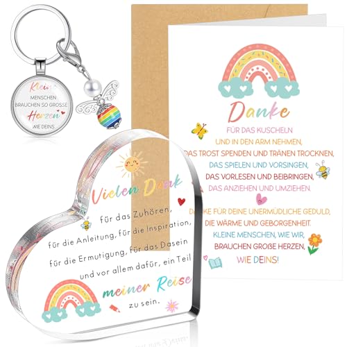 Sinmoe 4 Stück Erzieherin Abschiedsgeschenke Set Kleine Menschen Brauchen So Große Herzen Wie Deins Schlüsselanhänger mit Herzförmiges Acryl Schild Regenbogen Karte Umschlag für Lehrer(Bonbonfarben) Sinmoe 4 Stück Erzieherin Abschiedsgeschenke Set Kleine Menschen Brauchen So Große Herzen Wie Deins Schlüsselanhänger mit Herzförmiges Acryl Schild Regenbogen Karte Umschlag für Lehrer(Bonbonfarben) von Sinmoe