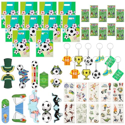 Sinmoe 50 Fußball Party Geschenke inklusive 10 Fußball Party Tüten 10 Fußball Schlüsselanhänger 10 Fußball Labyrinth Spielzeuge 10 Magnetische Lesezeichen 10 Tattoo Aufkleber für Jungen Mädchen von Sinmoe