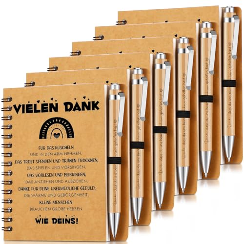 Sinmoe 6 Set Dankeschön Geschenk für Kollegen Lehrer Erzieherin Abschiedsgeschenk Inspirierend Mitarbeiter Spirale Notizblock Kugelschreiber aus Holz(Vielen Danke für das Kuscheln) von Sinmoe
