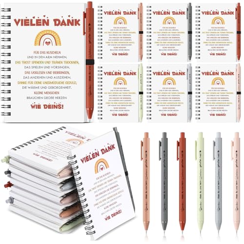 Sinmoe 6 Set Dankeschön Geschenk für Kollegen Lehrer Erzieherin Abschiedsgeschenk Inspirierend Mitarbeiter Spirale Notizblock Kugelschreiber mit Danke von Sinmoe