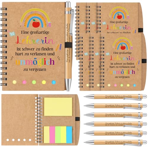 Sinmoe 6 Sets Dankeschön Geschenke für Lehrerin Abschiedsgeschenke für Erzieherin Lehrer Liniert Notizblöcke Stifte Haftnotizen Danke Geschenke für Abschied Kindergarten Grundschule Weihnachten von Sinmoe