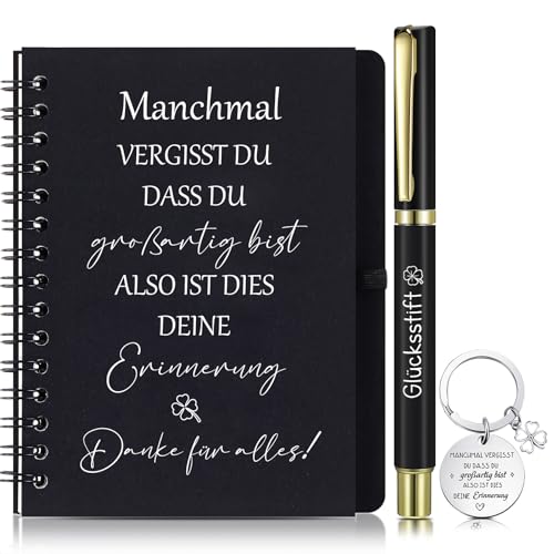 Sinmoe Dankeschön Geschenke für Kollegen Mitarbeiter A6 Spirale Notizblock Notizbuch Inspirierenden Kugelschreiber Schlüsselanhänger für Jobwechsel Büro(Manchmal VERGISST DU DASS DU großartig bist) von Sinmoe