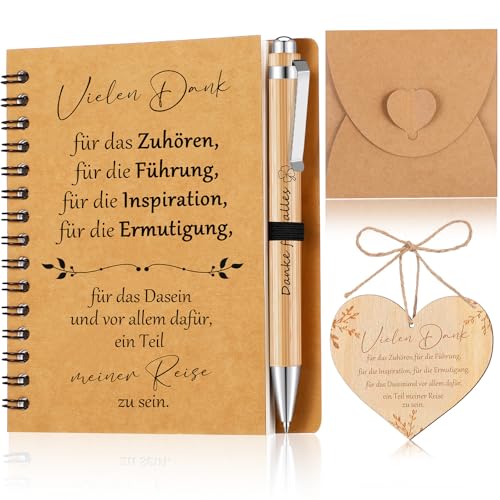 Sinmoe Dankeschön Geschenke für Kollegen Mitarbeiter Notizbuch Kugelschreiber Holzschild für Kollegin Abschiedsgeschenk Kollegen Wertschätzung Mitarbeiter Team Geschenk von Sinmoe