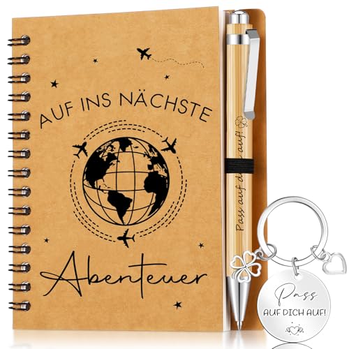 Sinmoe Dankeschön Geschenkset für Kollegen A6 Spiral Notizbuch Danke für Alles Kugelschreiber Schlüsselanhänger Notizblöcke Mitarbeiter Abschied Geschenk(Pass auf dich auf) von Sinmoe