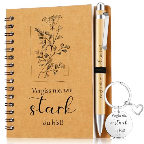Sinmoe Dankeschön Geschenkset für Kollegen A6 Spiral Notizbuch Danke für Alles Kugelschreiber Schlüsselanhänger Notizblöcke Mitarbeiter Abschied Geschenk(Vergiss nie wie stark du bist) von Sinmoe