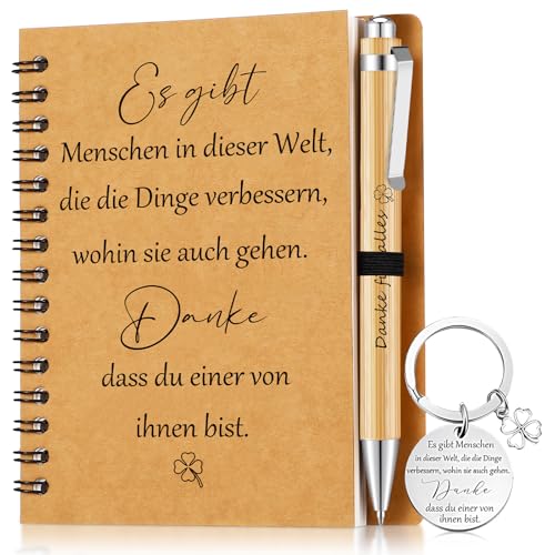Sinmoe Dankeschön Geschenkset für Kollegen A6 Spiralblock Danke für Alles Kugelschreiber Inspirierend Schlüsselanhänger Mitarbeiter Abschied Geschenk(Es gibt Menschen in dieser Welt) von Sinmoe