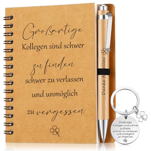 Sinmoe Dankeschön Geschenkset für Kollegen A6 Spiral Notizbuch Danke für Alles Kugelschreiber Schlüsselanhänger Notizblöcke Mitarbeiter Abschied Geschenk(Großartige Kollegen sind schwer zu finden) von Sinmoe