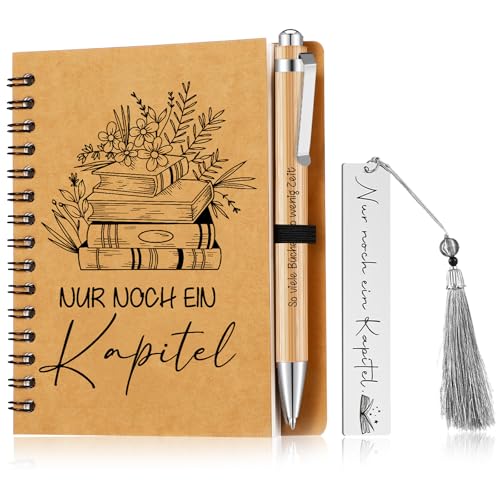 Sinmoe Geschenksets für Buchliebhaber mit Spruch Enthalten Spirale Notizblock Holz Kugelschreiber Edelstahl Lesezeichen Lesegeschenk für Leseratten Bücherfreaks Lehrer Freunde von Sinmoe