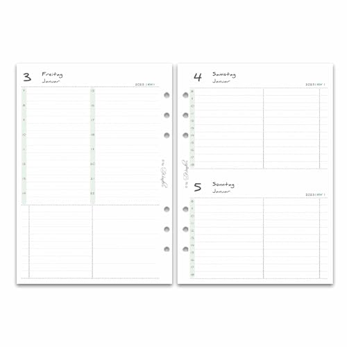 SinnWunder® 2025 Premium Kalendereinlagen - Tages-Kalender mit 1 Tag pro Seite – Größe Din A5 – 6-fach-Lochung für Ringbücher – PureSinn von SinnWunder