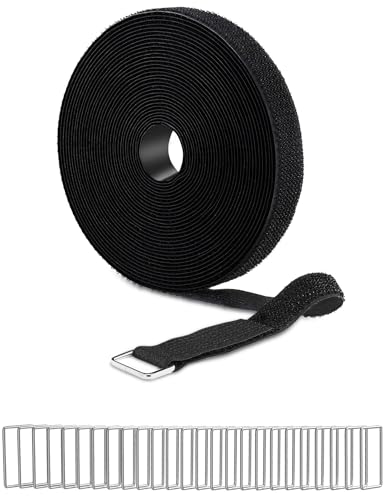 2.5cm×5m Klettband mit 25 Metallschnalle, Wiederverwendbare Kabelriemen, verstellbare Nylon Befestigungs Kabelgurte für Drahtmanagement, Schnur Organisator, 2.5cm Breit, Schwarz 2.5cm×5m Klettband mit 25 Metallschnalle, Wiederverwendbare Kabelriemen, verstellbare Nylon Befestigungs Kabelgurte für Drahtmanagement, Schnur Organisator, 2.5cm Breit, Schwarz von Sinoacc