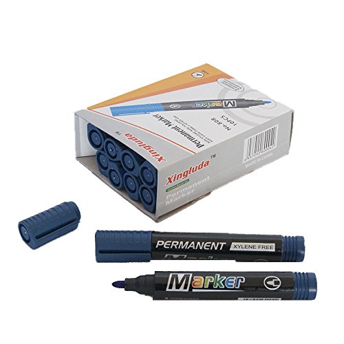 Sinoba 10er Pack Permanentmarker Textmarker Marker Stift wasserfest versch. Farben (Blau) von Sinoba