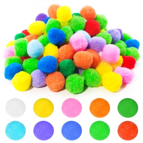 Sinofort 100 Stück 4cm Pompons zum Basteln,Bunt Mini Pompons,Filzkugeln Bunt,Mini Pom Poms Mini Pom Poms für Partydekoration,Girlanden,Quasten,Haarschmuck,Kleidung von Sinofort